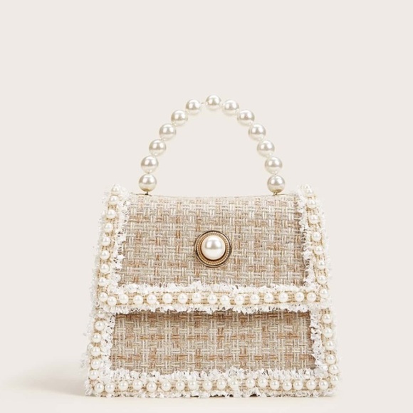 SHEIN Handbags - Pearl Tweed Satchel Bag